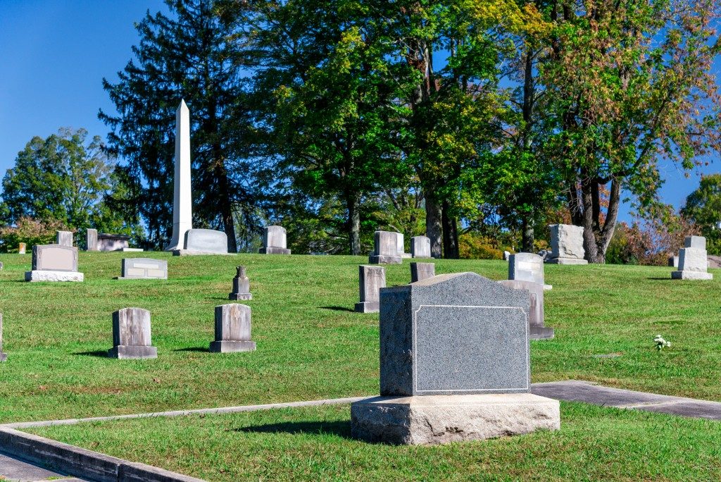Tombstones without names in a cemetery