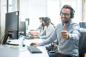 call center agent doing thumbs up