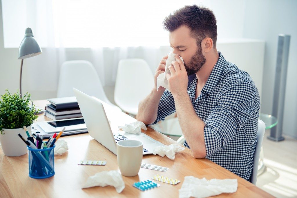 Man sick in his office