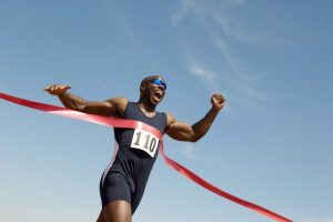 Man reaching the finish line