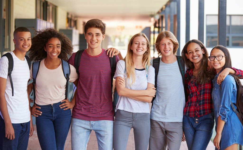 high school students smiling