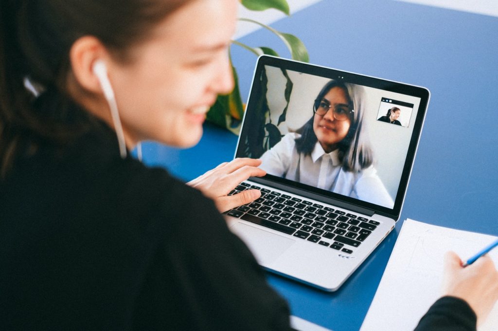 woman in a video call