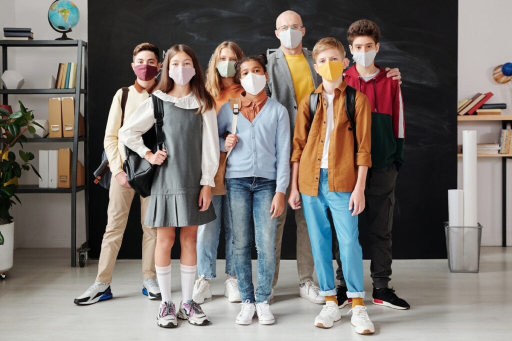 students wearing masks