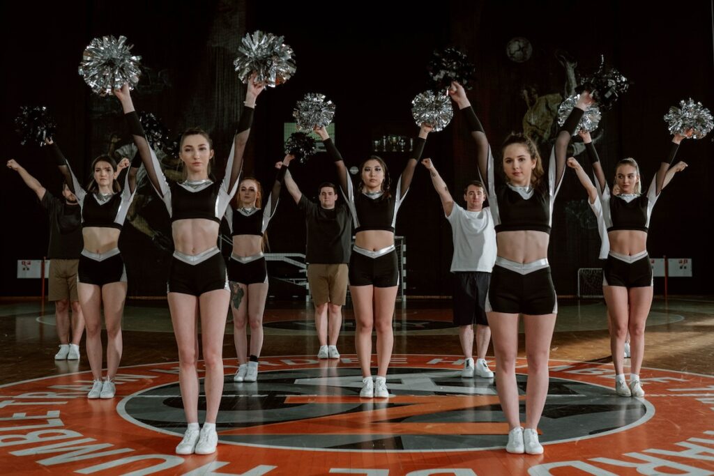 cheerleaders on campus